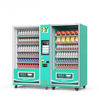 Distributeur automatique double grande capacité, distributeur automatique de boissons et d'aliments en libre-service avec paiement par pièces/jetons/espèces