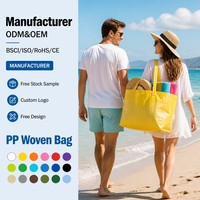 Sac fourre-tout en PP tissé tendance avec logo personnalisé, laminé, imperméable, réutilisable, écologique, vente en gros, fournisseur en vrac pour la vente au détail