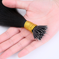 Extensions capillaires à pointes Nano, de vrais cheveux humains lisses et pré-collés en kératine, Micro perle, 18 pouces, postiche pour femmes