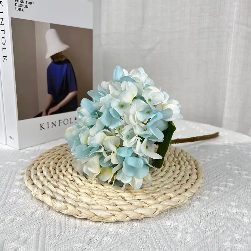 Künstliche Real Touch Seide Single Stem Hortensie Blume für Home Decoration