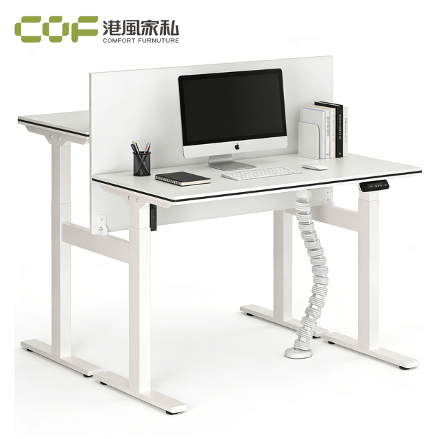 Electric Adjustable Height Desk-Ergonomic Modern Revolving Office Desk Steel Aluminum Alloy Construction No Assembly Required