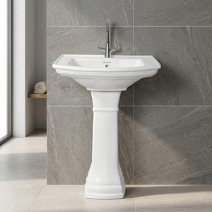 Modern Parrot Green Ceramic Pedestal Wash Basin Lavabo Sink For Hospital Home Commercial Bathroom Use - Product Image 2