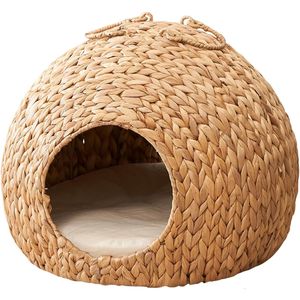 Eco-Friendly Natural Water Hyacinth <b>Bed</b> for Cats Dogs Handmade Rattan Pet House Customized Cheap Price - Product Image 1