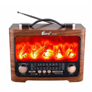 FP-821 New Products <strong>2026</strong> Home Decoration Ornaments Simulated Flame Fireplace Outdoor Portable Retro Wooden bluetooth <strong>Speaker</strong> - Product Image 1