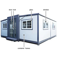 Petite maison préfabriquée pliable et portable Maisons de stockage portables à 4 chambres à coucher Maison en conteneur double extensible de 40 pieds avec terrasse
