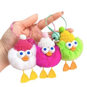 Cute Soft <b>Big</b> Eyed Plush Duck Keychain Pompom Keyring Small Doll Fluffy Key Chain <b>Backpack</b> Pendant Doll Toy Key Chain - Product Image 1