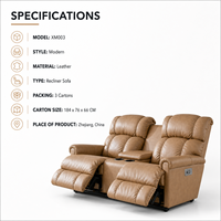 Asientos de Cine de cine en casa para sala de estar de dos asientos modernos de lujo, sillones reclinables de cuero marrón italiano, sofá USB supersuave grueso