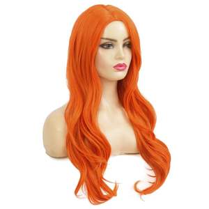 วิกผมสังเคราะห์ทนความร้อนสำหรับผู้หญิง <span class=keywords><strong>ทรง</strong></span>ยาว สีส้ม <span class=keywords><strong>ลอน</strong></span>หยัก พร้อมผ้าลูกไม้โปร่งด้านข้าง สำหรับใช้ในงานปาร์ตี้หรือในชีวิตประจำวัน - Product Image 5