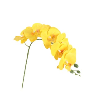 Orchidées artificielles Phalaenopsis Jessie à 9 têtes, blanches et jaunes, pour la décoration de la maison, de l'hôtel et des mariages - Product Image 5