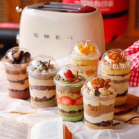 Gobelets jetables en forme de U Bobo Cup 95, en PET de qualité alimentaire, transparents, pour desserts, fêtes, glaces, desserts froids, avec couvercle en dôme