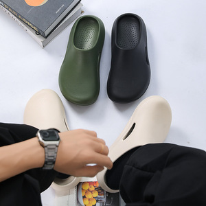 Men's Crocs Thick Soled <b>Closed</b> <b>Toe</b> <b>Sandals</b> EVA Lightweight Breathable Summer Beach Shoes Off White Black Green 40 41 42 43 44 45 - Product Image 4