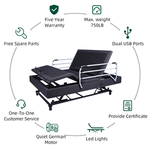 Tecforcare Chiều Cao Có Thể Điều Chỉnh Khung Giường Với Massage Điện Duy Nhất Giường Bệnh Viện Cho Nhà Hiện Đại Chăm Sóc Giường Với Đường Sắt - Product Image 3