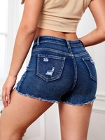 Shorts en jean déchirés taille haute pour femme – Short décontracté extensible pour femme