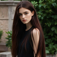 Perruque européenne et américaine tendance, marron, raie au milieu, cheveux longs et raides, fabriquée à la machine, densité 100%, en fibre haute température