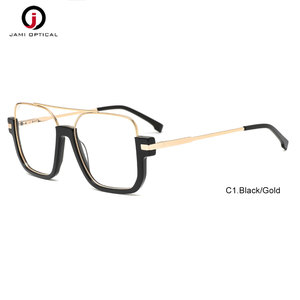 ベストセラーのアセテートステンレススチール製光学フレーム、カスタムロゴデザイナーズグラス、アセテートアイウェア、メタルグラスフレーム、眼鏡 - Product Image 2