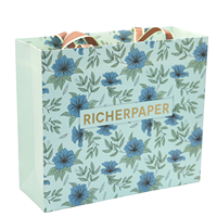 Sac en papier kraft de luxe haut de gamme avec logo personnalisé, vert, bleu, blanc, recyclable, avec ruban de lamination, poignée, emballage cadeau pour bougies