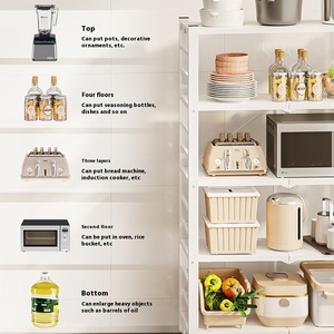 Multi-Layer Metal <strong>Microwave</strong> Oven <strong>Storage</strong> Rack Easy Installation Movable Snack <strong>Storage</strong> for Kitchen for Cleaning Tools - Product Image 5