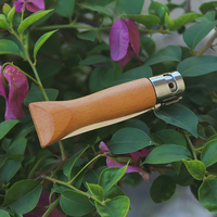 Couteau utilitaire pliant portable à ouverture manuelle avec verrouillage à anneau, couteau à fruits, manche en bois de hêtre, couteau de survie pour le camping en plein air, couteau de poche EDC