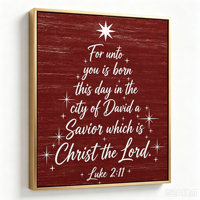 Joyeux Noël au Monde - Impression sur toile encadrée - Cadre en aluminium doré mat - Art mural religieux pour la décoration de la maison pendant les fêtes