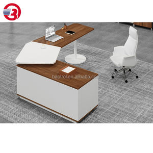 Table d'ordinateur de bureau Secrétaire en bois avec tiroirs CEO Table de travail en marbre acrylique - Product Image 5