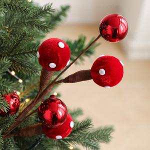 Foam Candy Flocking Ball Christmas Picks Lollipop Velvet Ball for <b>Xmas</b> Tree Wreath Vase Arrangement Holiday Decor - Product Image 2