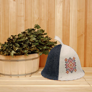 Gorro de Sauna térmico de lujo de lana pura ecológico personalizable, suave, cómodo, bordado de logotipo, lavable, reutilizable, ajustable, SPA - Product Image 6