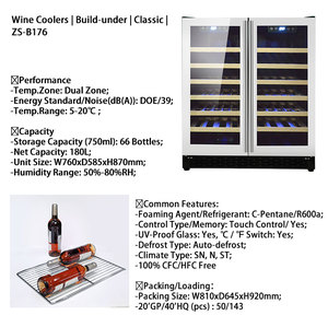 Cellier à vin Oem 66 bouteilles encastré Compresseur de vin et de bière Boissons Réfrigérateur électrique Centre de réfrigérateur à vin 176 <span class=keywords><strong>litres</strong></span> - Product Image 3