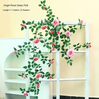 Soie Rose Cascade Décoration Mur Aménagement Paysager Porte Tête Fleur Mur Tuyau Blindage Fleur Vigne Net Rouge Saint Valentin