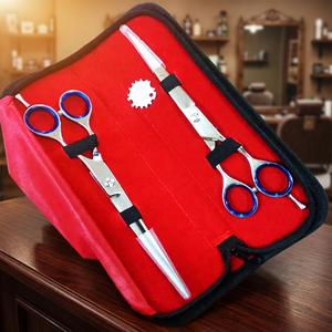 Juego de Tijeras Profesionales para Cabello Liso, Acero Inoxidable, Cuchillas Afiladas, Mango Largo, para Diestros, Uso en Salón, Estuche Rojo, Llave Incluida - Product Image 6