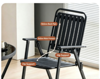 Chaise pliante portable en fer avec dossier et assise en PP, imperméable, écologique et durable, idéale pour l'extérieur, le jardin et la plage