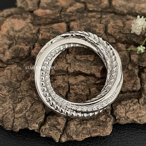 14K <b>Solid</b> Natural Diamond Twist Multi Circle Christian <b>Gold</b> <b>Charms</b> Fine Jewelry - Product Image 1