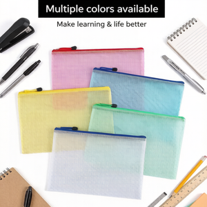Waterproof PVC Grid Zipper Mesh <b>Document</b> <b>Bag</b> Durable School Office Supplies File <b>Bag</b> with Secure Zipper Design - Product Image 5