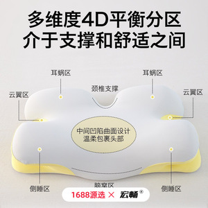 4D Memory Foam <b>Pillow</b> Cloud Shape <b>Neck</b> Support Side Sleeping Adult <b>Pillow</b> Single Core Plus Version - Product Image 3