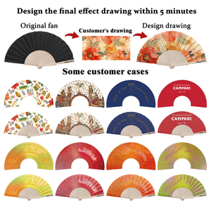 Éventails pliants classiques de musique traditionnelle imprimés sur mesure en gros - faits à la main, écologiques pour les cadeaux de camp d'été, les hôtels - Product Image 2