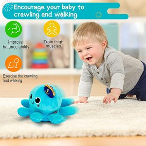Jouet musical pour bébé Poulpe à ramper Jeu de temps pour le ventre Poulpe lumineux Jouet en peluche à commande vocale Jouet rotatif - Product Image 4