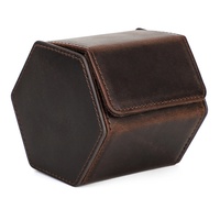 Boîte de montre en cuir de cheval faite à la main mallette de rangement de voyage extérieure hexagonale créative paquet unique prêt à vendre