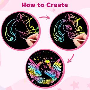 Usine créative enfant bricolage arc-en-ciel impression magique papier à gratter noir à gratter papier à <span class=keywords><strong>dessin</strong></span> Art artisanat cadeau pour les enfants - Product Image 4