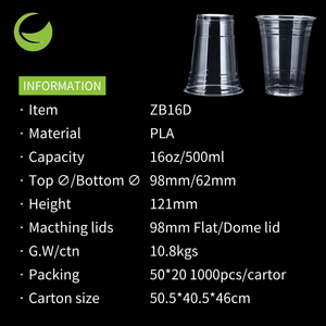 Slushice <span class=keywords><strong>Joghurt</strong></span> Becher Einweg Takeaway Plastik PLA 500ml Zertifiziert Klar Milchtee-Verpackung Lebensmittelecht Einwandig UV-Bedruckt - Product Image 4