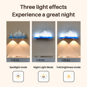 Lampe murale RGBW Montagne enneigée télécommandée, avec capteur de mouvement et rechargeable par USB, veilleuse LED à intensité variable pour chambre et salon - Product Image 5