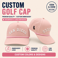 Gorra de Golf Deportiva Impermeable Oxford de 5 Paneles, Innovadora, con Logotipo Bordado Personalizado, MOQ Bajo, OEM, Perforada con Láser, Transpirable y de Secado Rápido