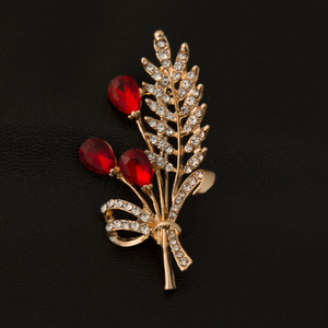 Grande broche en forme de nœud doré avec cristaux couleur épis de blé, pour corsage, pour fabricants de vêtements - Product Image 3