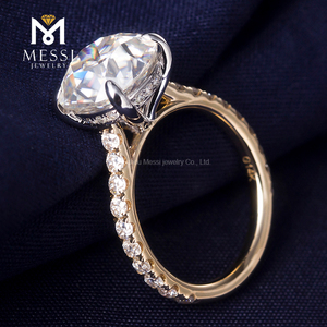 Messi Gioielli <span class=keywords><strong>Solitario</strong></span> 14K Giallo <span class=keywords><strong>Oro</strong></span> Bianco 2 Carati Vecchio Tagliati Europee di Fidanzamento Moissanite <span class=keywords><strong>Anello</strong></span> di Diamanti - Product Image 5