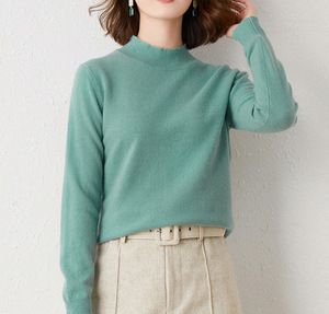 <span class=keywords><strong>Pull</strong></span> col roulé décontracté basique pour <span class=keywords><strong>femme</strong></span>, en maille fine respirante polyester/<span class=keywords><strong>coton</strong></span>, coupe ample, grande taille, pour l'hiver - Product Image 2