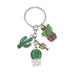 Cactus <b>Keychain</b> Zinc Alloy Irregular Shape Fashion Jewelry Accessory For Creative DIY Gifts - Product Image 1