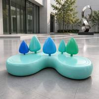 Silla de Descanso Pública con Forma de Ola en FRP Brillante, Escultura de Fibra de Vidrio para Interiores y Exteriores, Banco con Temática Forestal para Parques de Diversiones