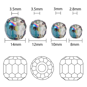 Zhubi, 80 Uds., cuentas de cristal en forma de tambor, hebra de 8MM, cuentas de cristal redondas facetadas con agujero grande para fabricación de joyería, pulsera DIY - Product Image 2
