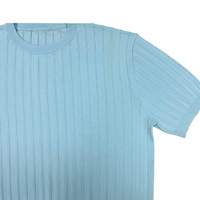 Suéter de Punto con Cuello Redondo para Mujer, Manga Corta, Textura Acanalada, Tejido Fino, Informal, Básico, Esencial, Cómodo, Estilo Diario, OEM