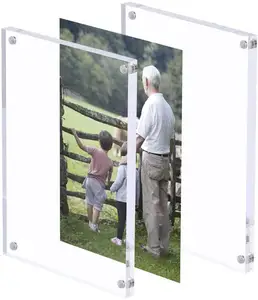 Acrylic Photo Frames 6x8'' Magnetic Acrylic Block Picture Frame Desktop Frameless Photograph Display