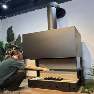 <span class=keywords><strong>Chimenea</strong></span> Moderna de Leña de 3 Lados con <span class=keywords><strong>Puerta</strong></span> Corredera de Acero, <span class=keywords><strong>Chimenea</strong></span> Empotrada para Interiores, para Sala de Estar, Hotel, Villa - Product Image 3