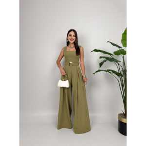 Elegante Mono de Satén de Pierna Ancha para Mujer con Cinturón para Eventos y Fiestas, Azul Marino - Product Image 3